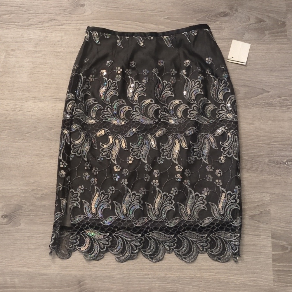 Barami black sequined vintage skirt size 4